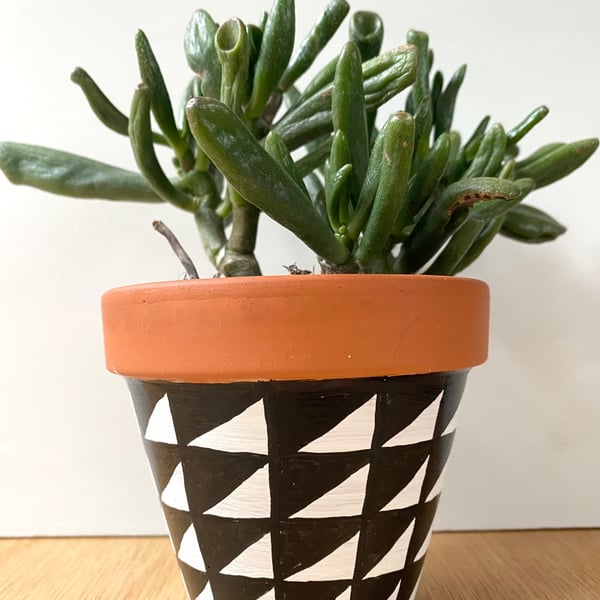 Small 9cm Plant pot, Hand painted, Unique gift, Terracotta