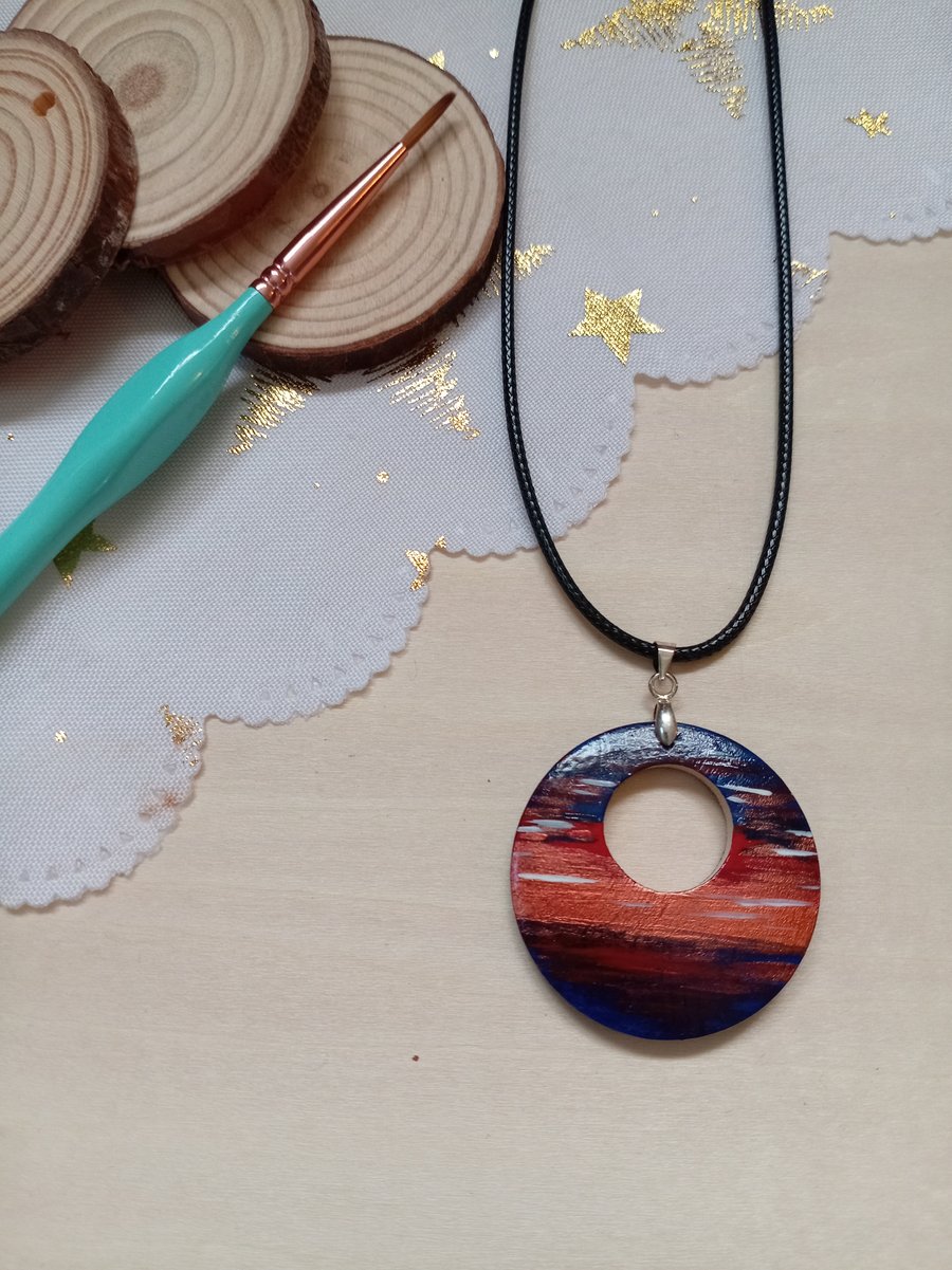 Sunset wooden necklace 