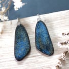 Handmade speckled blue glaze ceramic clay earrings, ceramic jewellery, lapis laz