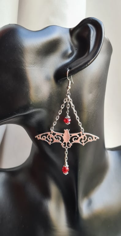 Gorgeous Vampire's Ball - Fancy Bat Dangly Earrings