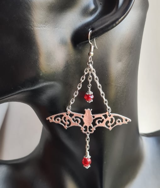 Gorgeous Vampire's Ball - Fancy Bat Dangly Earrings