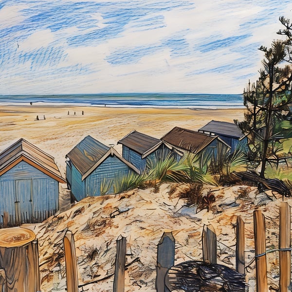 Beach Huts Wells-Next-Sea Norfolk Greeting Card A5 