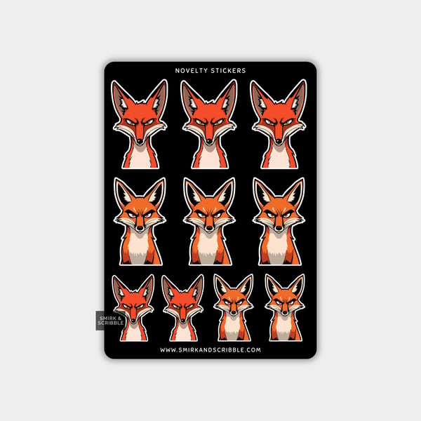 Funny Vinyl Sticker Sheet For Adults - Grumpy Fox