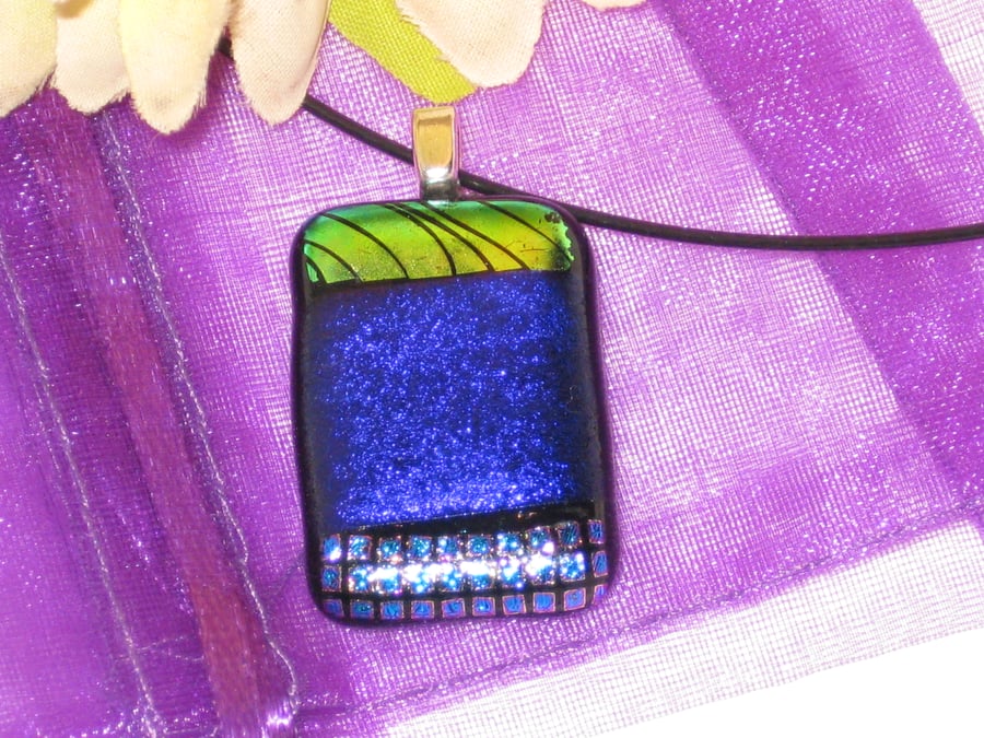 Unique fused dichroic glass pendant