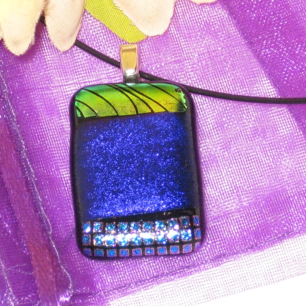 Unique fused dichroic glass pendant