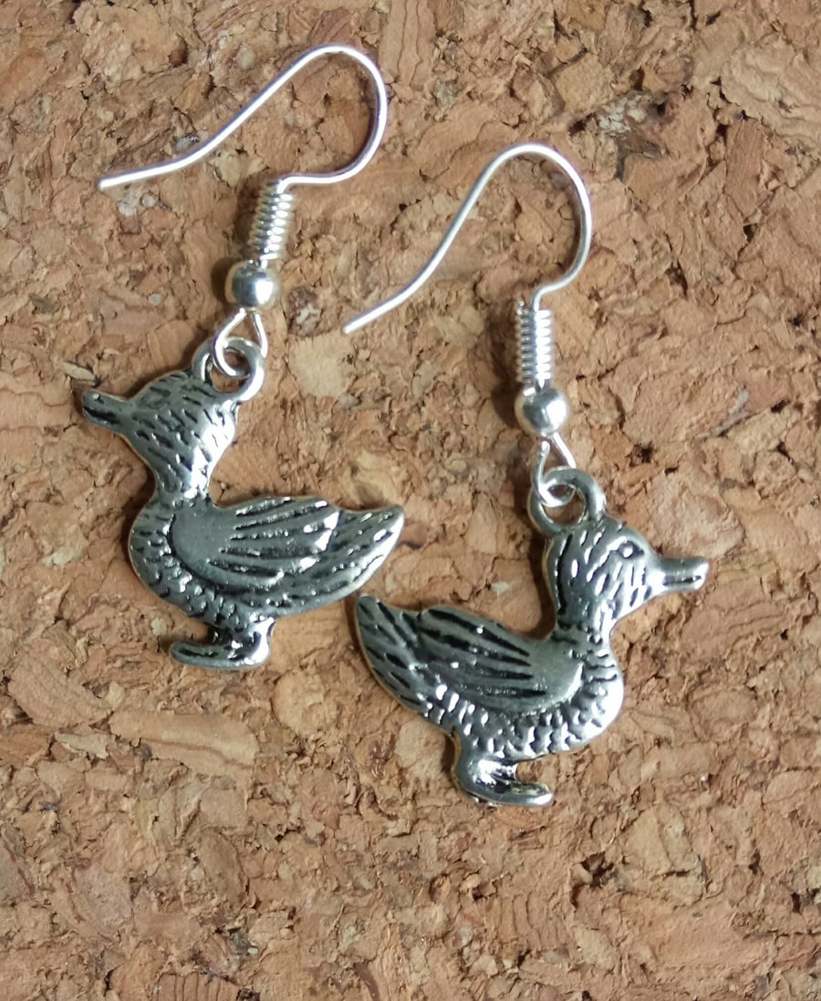  Tibetan Silver Duck Earrings