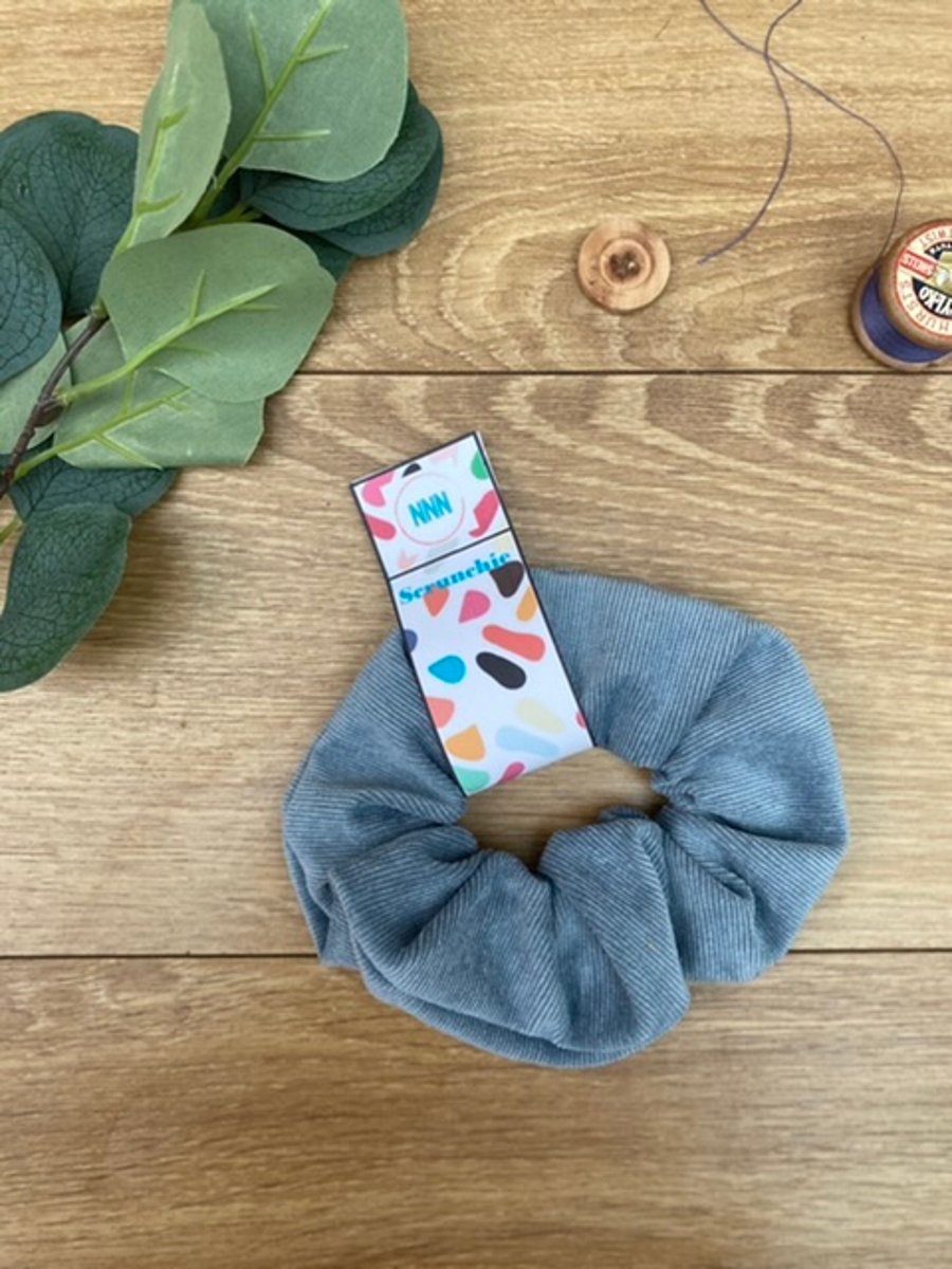 Light Blue Needlecord, Fine Cord XL Scrunchie, hair tie