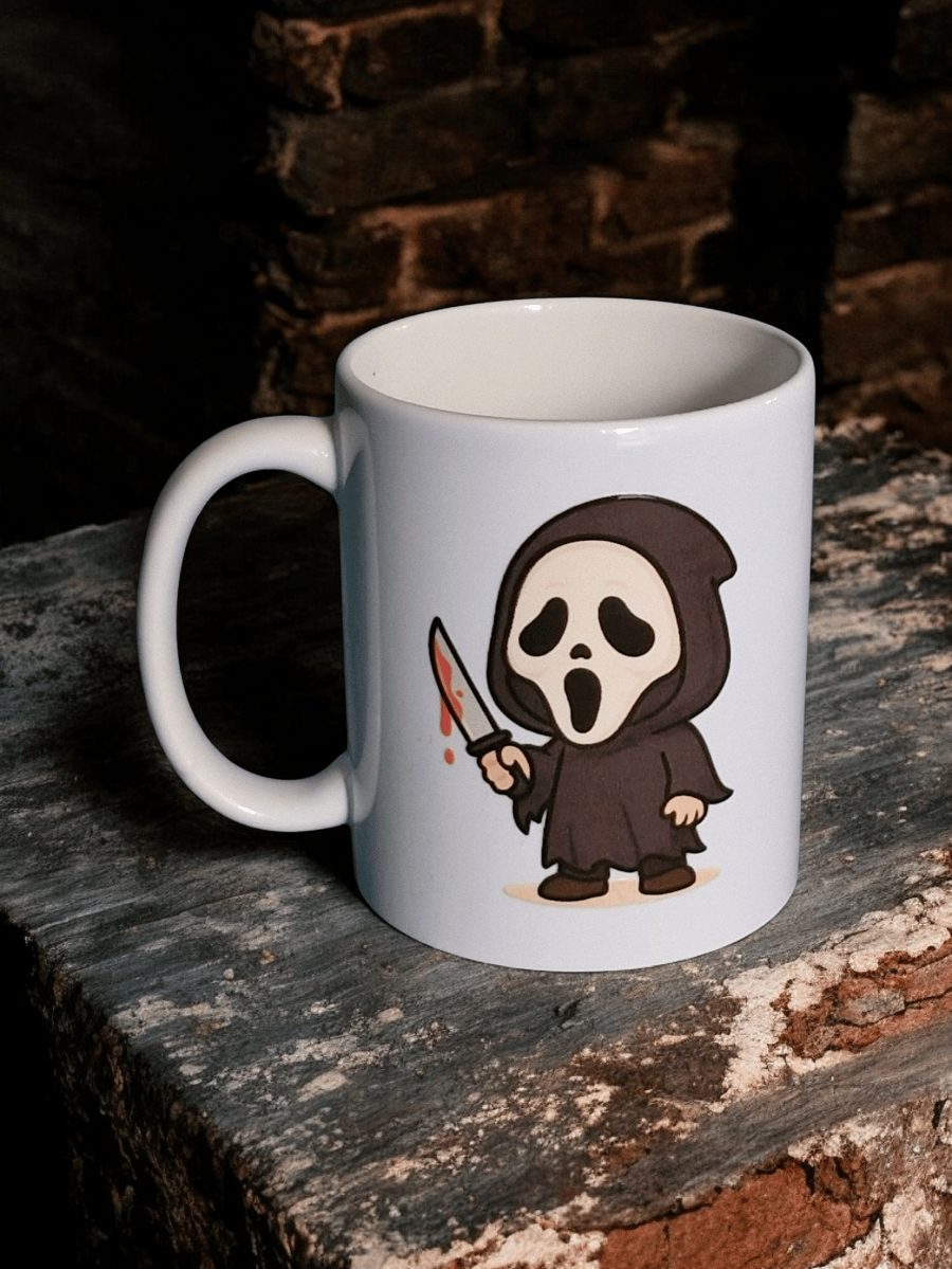 New Ghostface Mug Scream Scary Movie Fan Art Horror Movie Cartoon Style