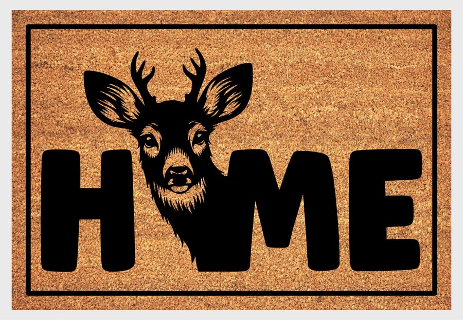 Deer Home Door Mat No.1 - Deer Welcome Mat - 3 Sizes