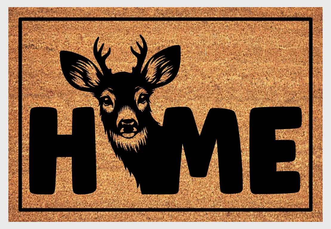 Deer Home Door Mat No.1 - Deer Welcome Mat - 3 Sizes