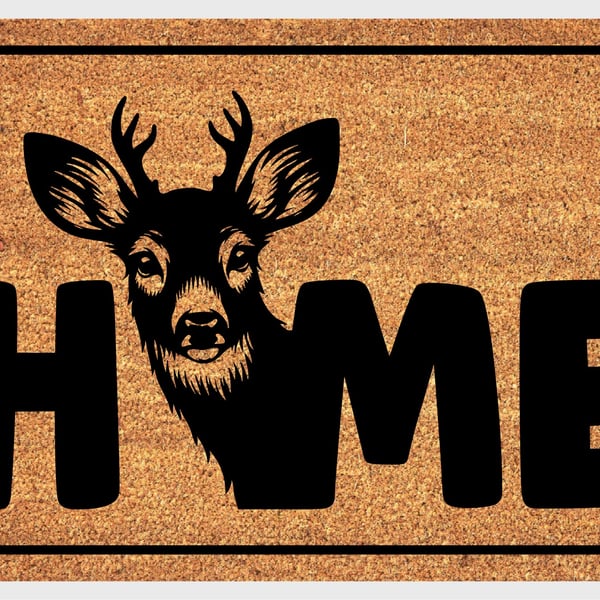 Deer Home Door Mat No.1 - Deer Welcome Mat - 3 Sizes