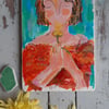 Small acrylic mixed media painting 'Chin Up Buttercup '