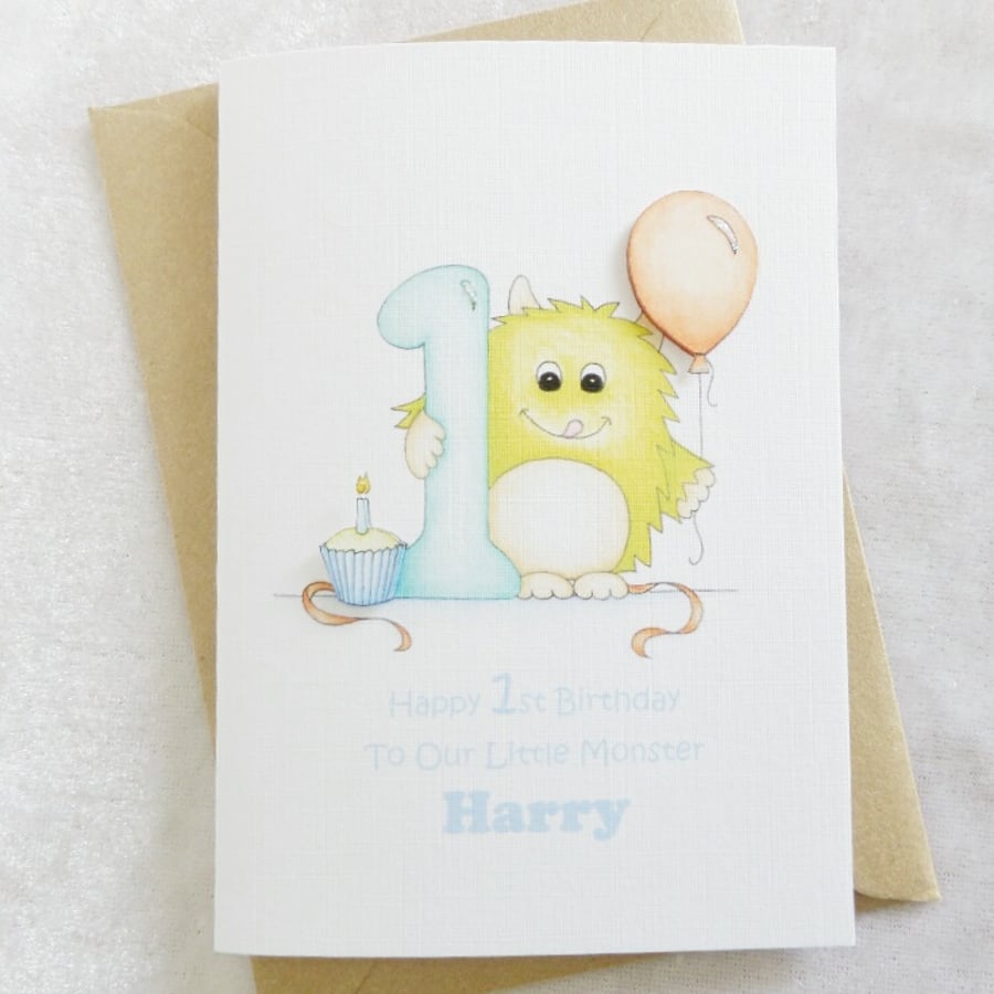 Little Monster Personalised 1st Birthday Card