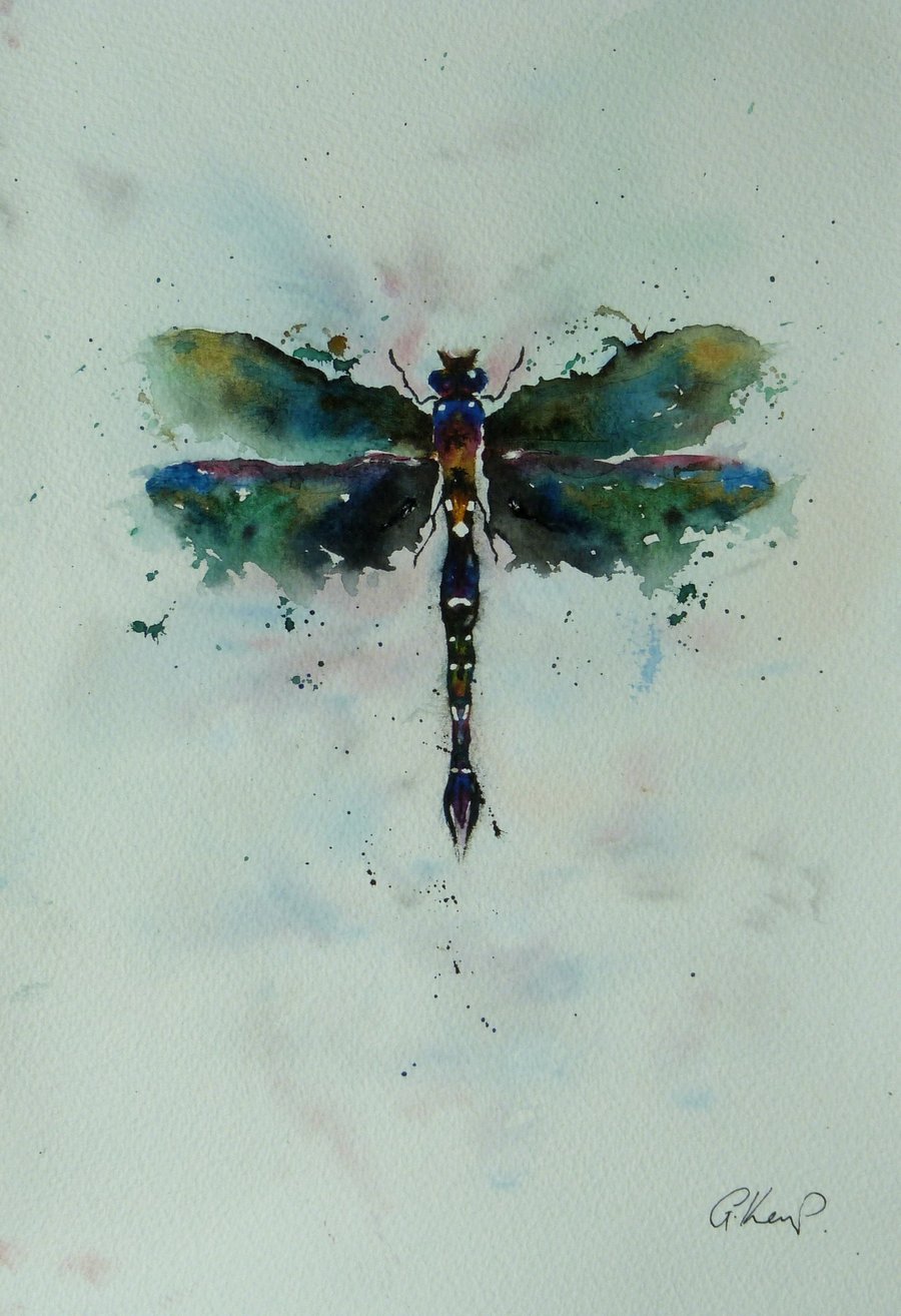 Dragonfly, Original Watercolour Painting.