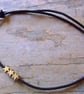Black Leather Anklet with Tiny Silver Stars - Image 2
