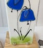 Bluebell, Harebell  fused glass panel on ash base stand - Image 7