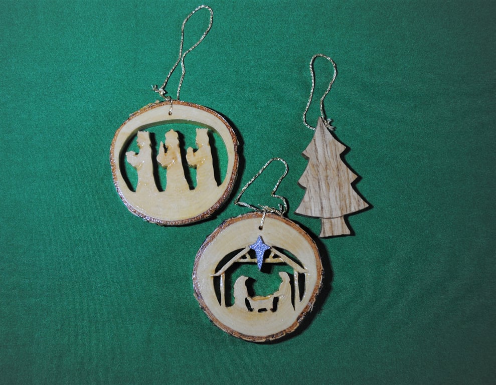 Christmas Tree Decoration - Set of 3 (Nativity Scene, 3 Kings, & Christmas Tree)