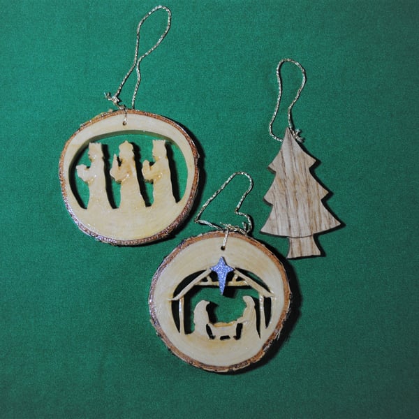 Christmas Tree Decoration - Set of 3 (Nativity Scene, 3 Kings, & Christmas Tree)