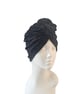 Smoky Black Velvet Turban Hat Head Wrap Handmade Soft Stretch Velvet Cap