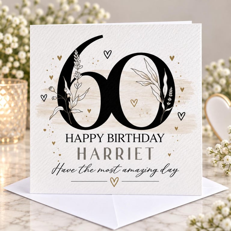 Personalised 60th Birthday Card For Her Daughter Sister Friend Mum Nanna Grandma