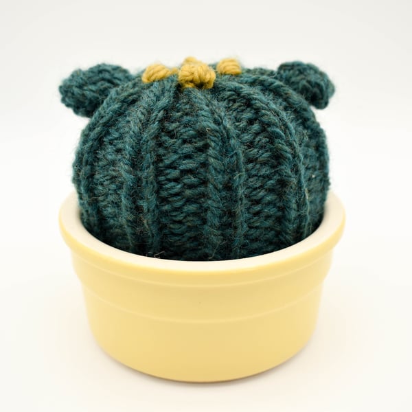 SOLD - SALE - Hand knitted Cactus pin cushion