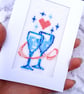 Blue Glasses Cross Stitch Wedding Card Hand Stitched Heart - Image 10