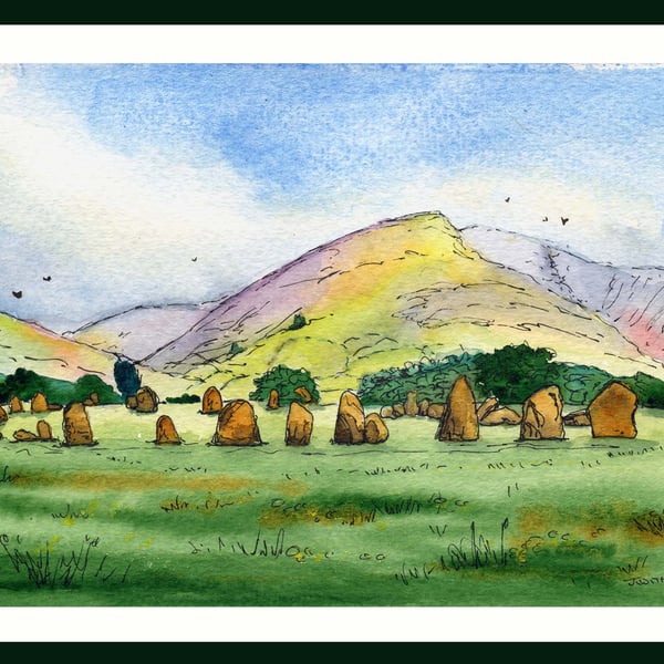 Castlerigg Stone Circle, Lake District, Cumbria Original Watercolour