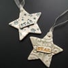 Ceramic star Christmas decorations set of two