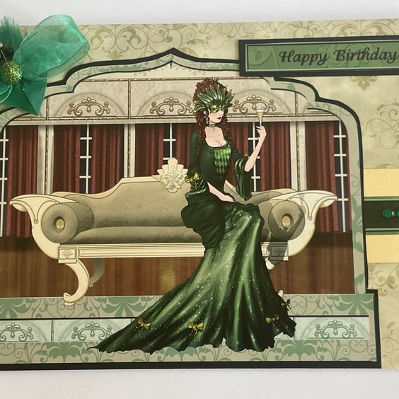 Mysterious masked Venetian lady Happy Birthday card