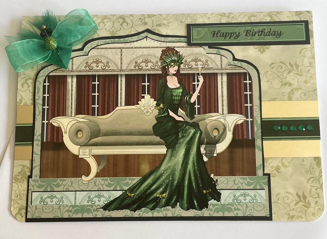 Mysterious masked Venetian lady Happy Birthday card