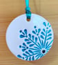 Handmade Ceramic Snowflake Hanger, Skandi Christmas Hanging Decoration - Image 1