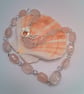 Pale Pink Rose Quartz Chunky Nugget Bead 3 Piece Jewellery Set, Gift for Her - Image 2