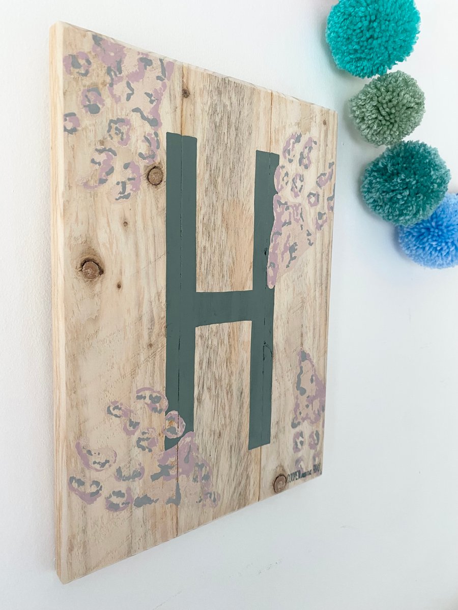 Initial Dinosaur Skeletal Footprint Wooden Sign 