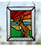 Sunset Hare Stained Glass Art Picture Suncatcher Handmade 015