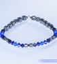 Swarovski and Hematite stretch beaded bracelet blue black - Image 7