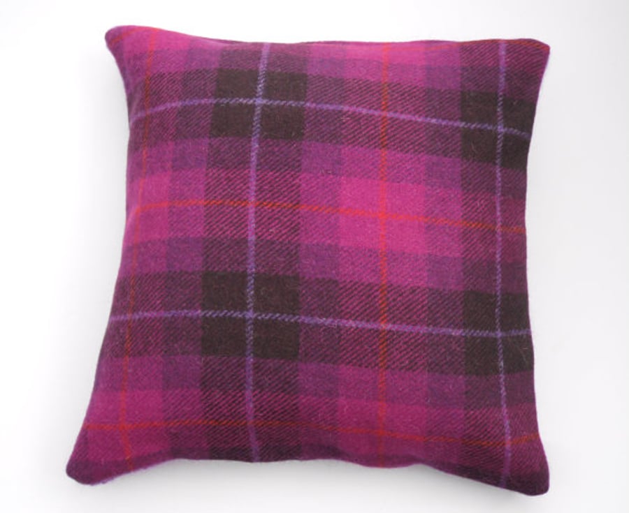 Vibrant Pink Harris tweed cushion cover