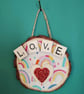 Wooden wall art Love heart (red)