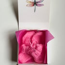 Pink Baby gift set with booties and mittens 