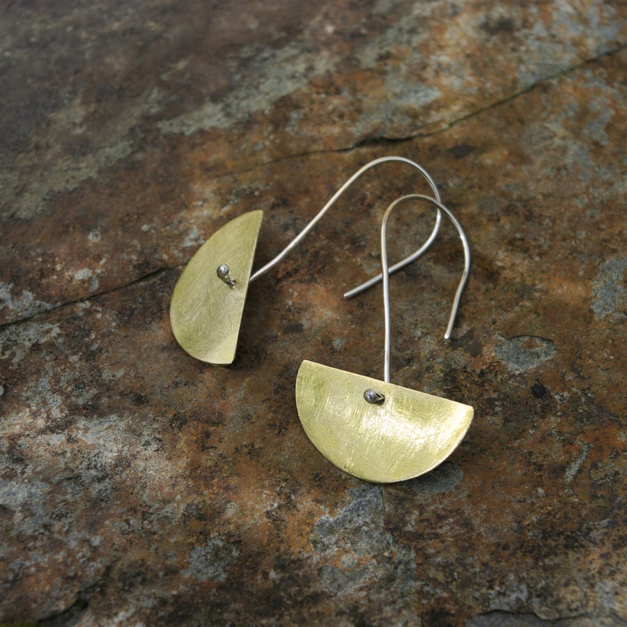 Brass Half Moon Dangle Earrings