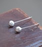 Earrings, Argentium silver pebble drop threader earrings - Image 8