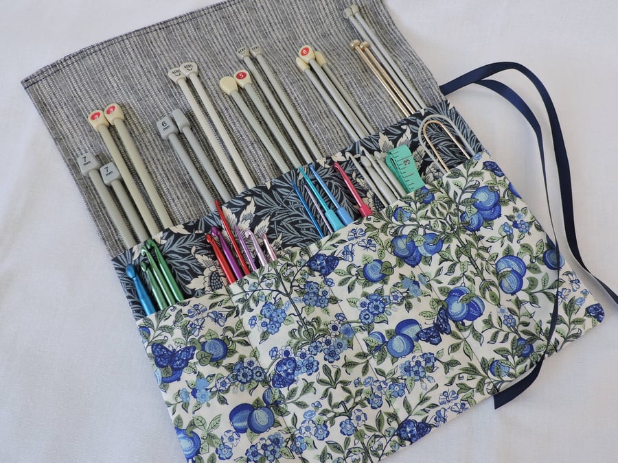 Knitting Needle Crochet Hook Roll  Blue Seconds Sunday