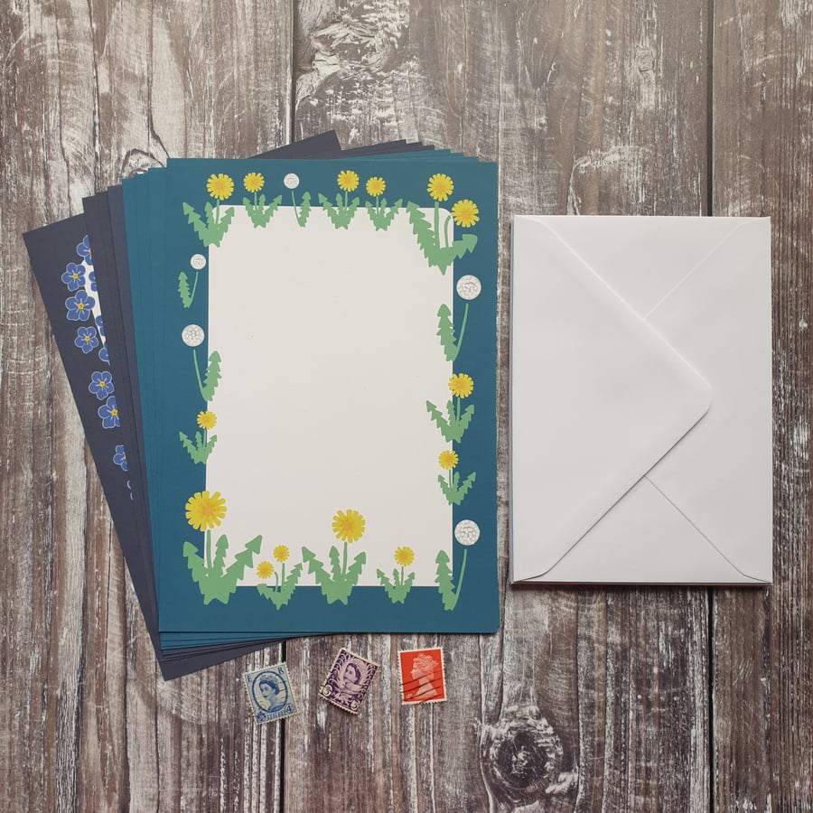 Dandelion and Forget-me-not Writing Paper Set