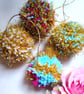 Wool Pompom Baubles, Vintage Mixed Colours, Christmas Decor, Eclectic Interiors