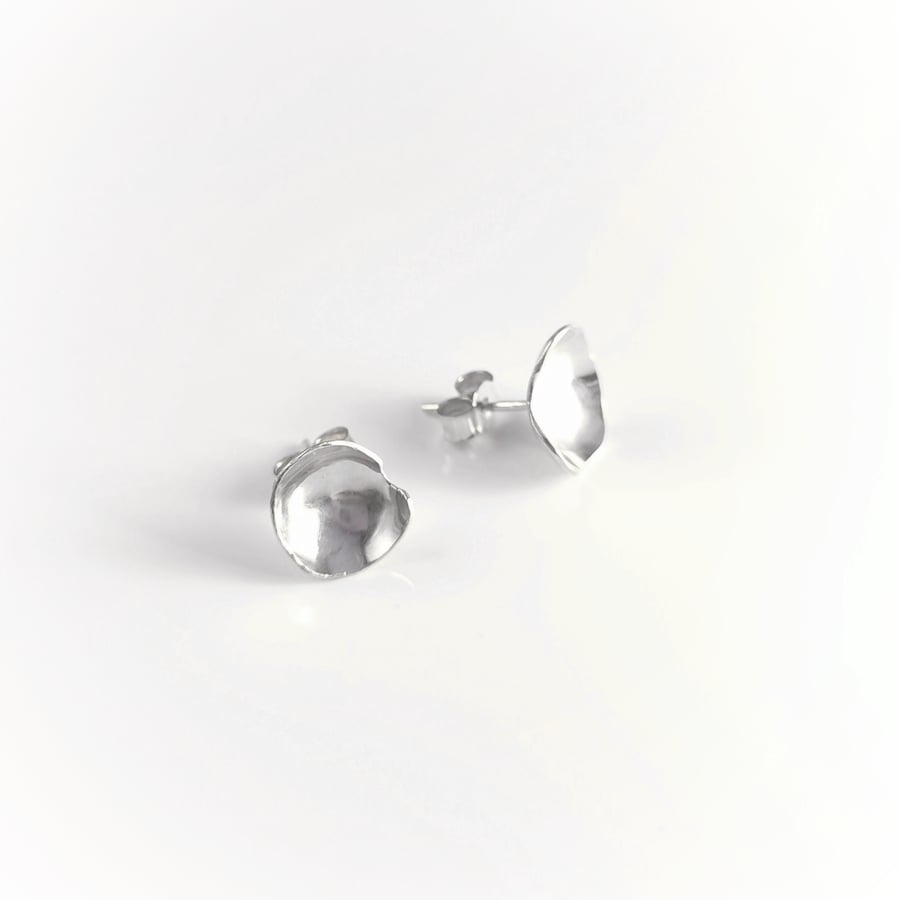 Sterling silver organic stud earrings