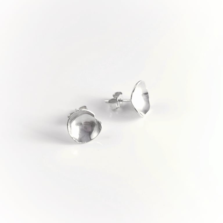 Sterling silver organic stud earrings