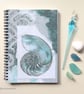 Spiral A5 (6x8) notebook repro of a chambered nautilus shell collage cover - Image 1