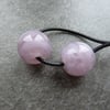 handmade lampwork glass beads, purple sphere pair