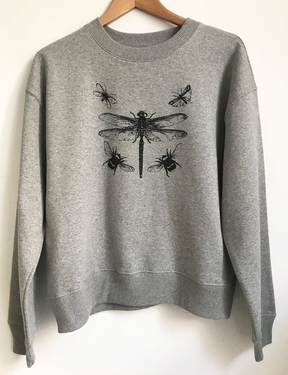Dragonfly Insects Women's sweatshirt organic cotton light heather grey loose fit