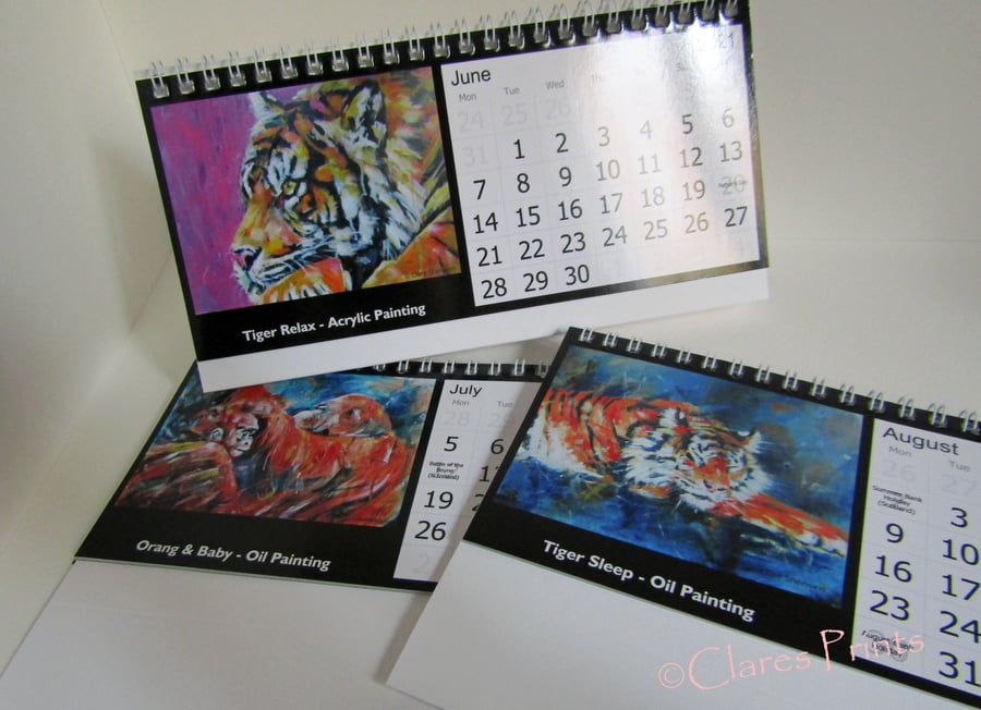 Animal Art Calendar 2021 from Original Acrylic Paintings Tiger