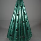 Green Glittery Ceramic Star Light Christmas Tree Table Lamp Ornament Decoration.